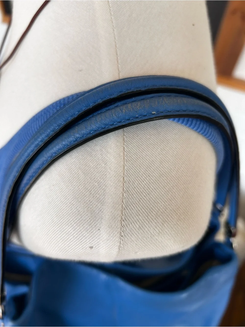 Coach Blue Leather Hobo Shoulder Bag Large Slouchy Tote Purse preloved